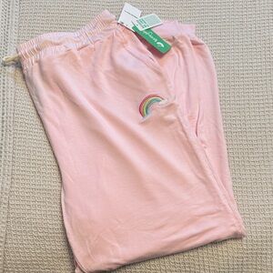 NWT Honeydew USA Pink Pajama Pants with Rainbow Embroidery